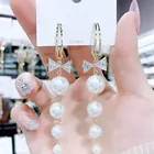 Earrings Trendy Elegant Simulated Pearl Long Drop Earrings Pearls String Wedding Party Gift