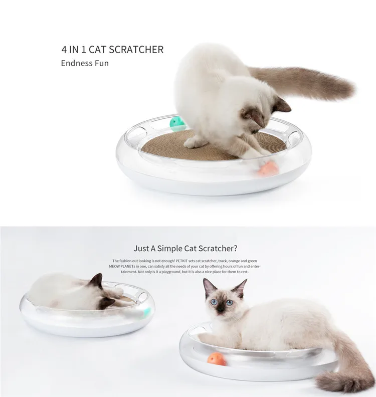 Cat's Favorite Toy Cat Scratcher Cardboard with Circle Track Catnip ball and bell