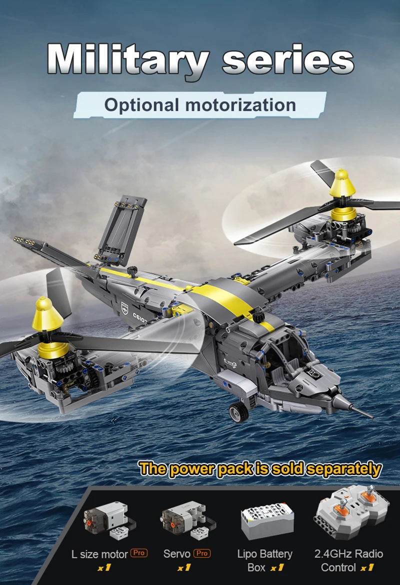C61076 Technical Military Fighter Rotorcraft Model Plane Building