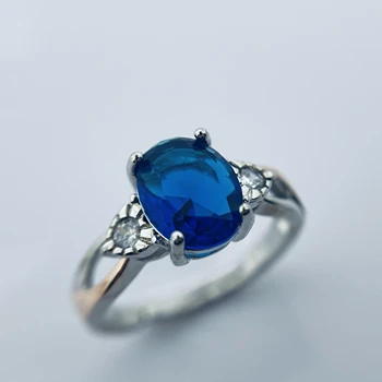 Sgarit New Design Natural Crystal Ring Jewelry 18K Solid Gold Gemstone Jewelry Real Diamond Blue Aquamarine Ring