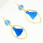 Gold Earrings BOHEMIA 14K Gold Plated Acrylic Long Tassel Horse Eye Shape Alloy Pendant Earrings Jewelry