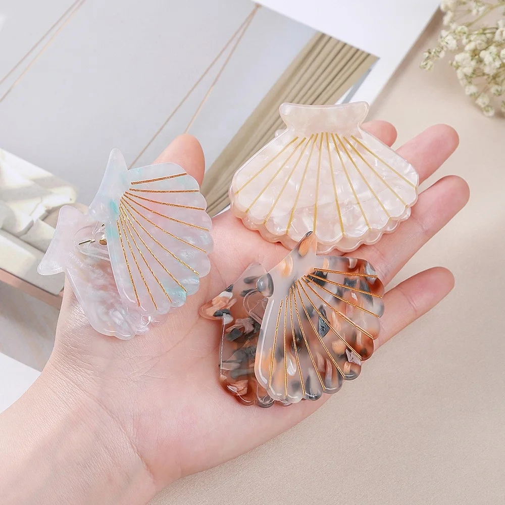 Mermaid shell personality sweet simple acetic acid line grab clip high fashion updo shark clip hair accessories