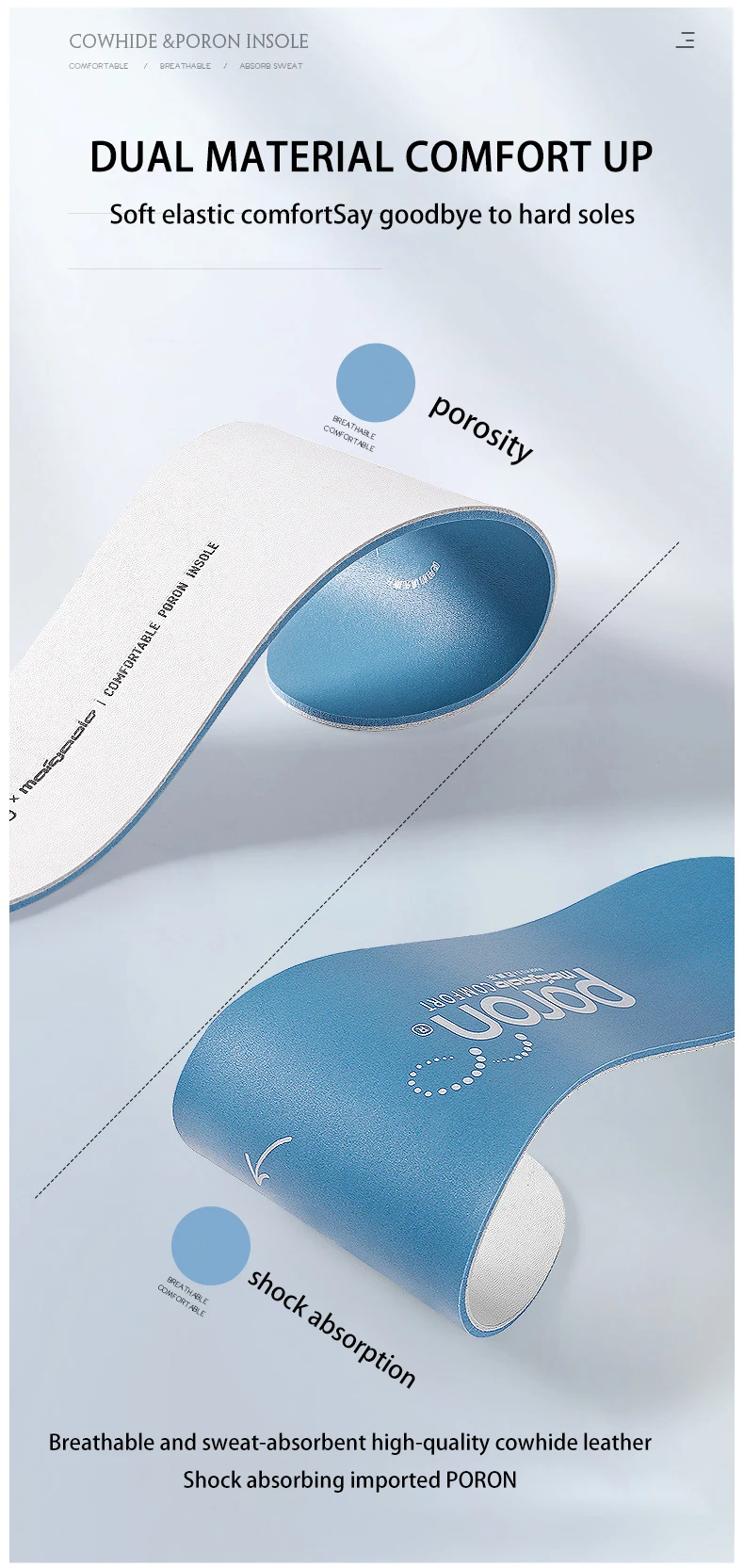 First Layer Cowhide Insole PORON Shock-Absorbing Casual Sports Shoes Anti-Odor Sweat Absorption Long-Standing Comfort Shoe Pads First Layer Cowhide Insole PORON Shock-Absorbing Casual Sports Shoes Anti-Odor Sweat Absorption Long-Standing Comfort Shoe Pads