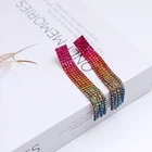 Earring Rhinestone Earing Earrings Supply Tassel Earring Stud Rainbow Rhinestone Earing