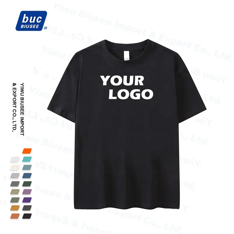 Wholesale High Quality 100% Cotton Heavy 250g Slim Fit Shortsleeve Plain Custom Plus size Men T Shirt