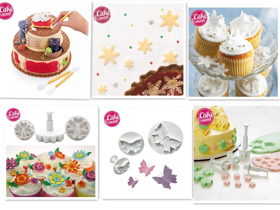50 Diy baking plunger cutters flower star leaf bear heart plastic fondant modeling tool cake decorating set