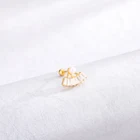 Silver Earrings Silver S925 Sterling Silver Pearl Rectangular Zircon Fan-shaped Piercing Stud Earrings Jewelry