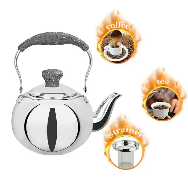 L23010203-C2 Fashion design Good Quality stainless steel whistling tea kettle unique tea kettles with Marble Color Handle