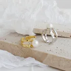 Silver Gold Ready To Ship High End Sterling Silver Ring Pearl Ring Gold Plated