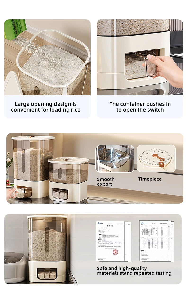 Wannuo 11.5kg Kitchen Rice Dispenser Modern Rice Storage Container Kitchen Automatic Cereal Dispenser Kitchen Rice Box With Cup factory