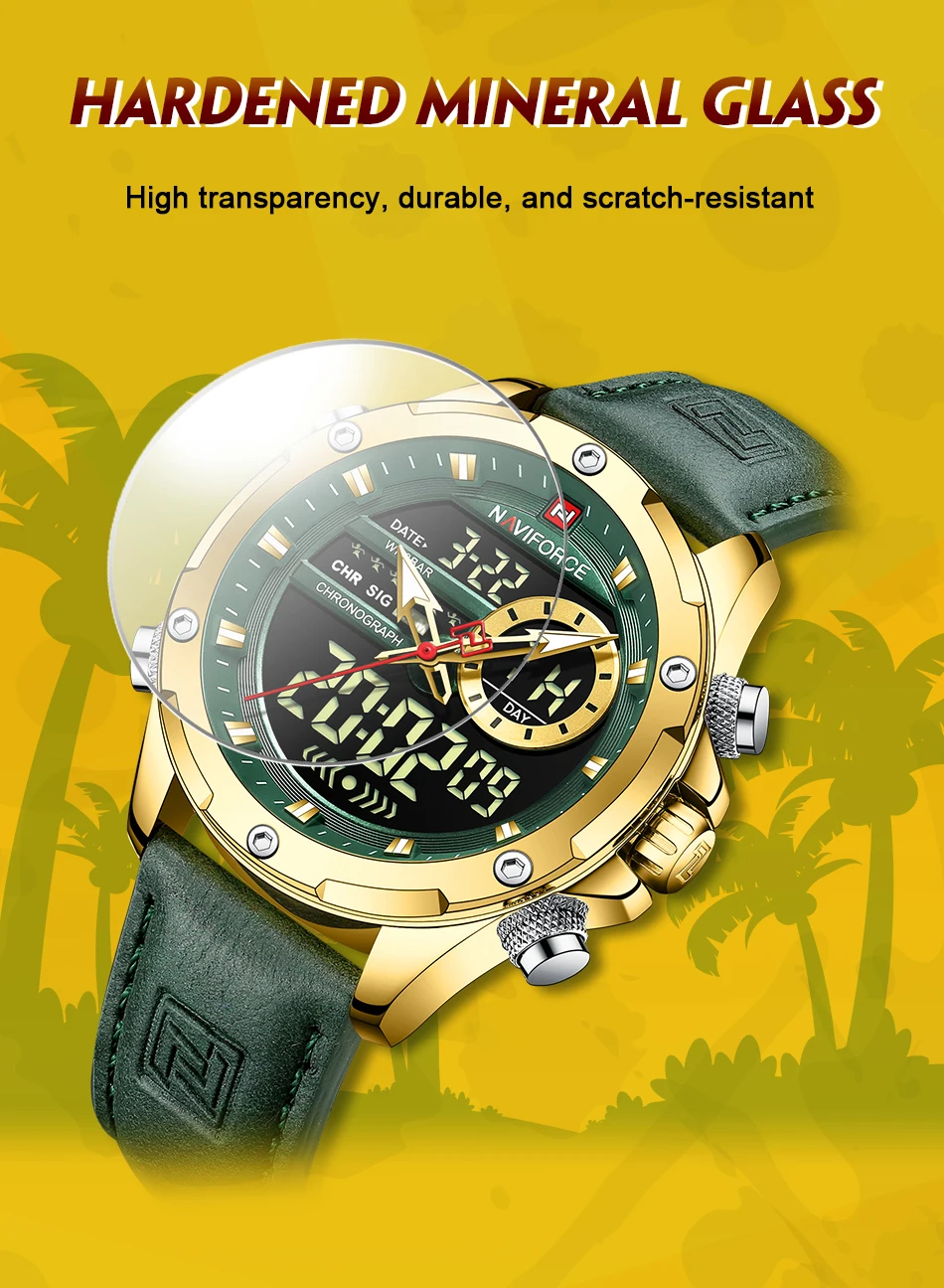 NAVIFORCE 9208 Luxury Original Watches For Men Casual Sports Chronograph Alarm Quartz Wrist Watch Leather Waterproof Clock