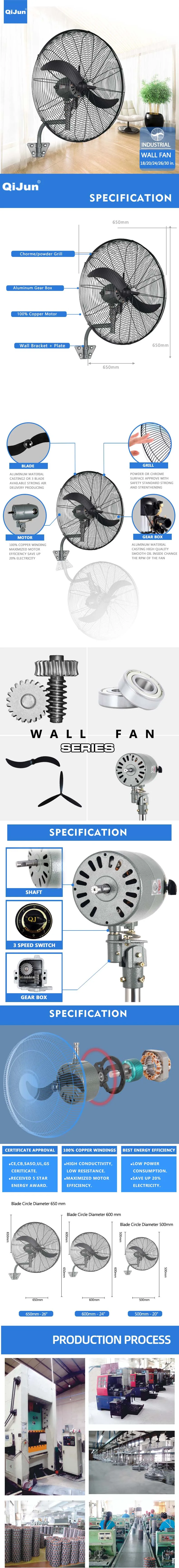 Wall Mounted Oscillating Fan, 20'', 24'', 26'', 30'' - detail 4