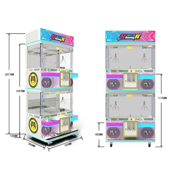 Coin-Operated Mini Claw Machine Plush Prize Vending Arcade Game for Kids Amusement Toy Doll Machine with Crane Claw Gift 4-Play