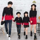 Family Fire Print Sweater Family Matching Clothing Mommy And Me Outfits Mother And Daughter Clothes