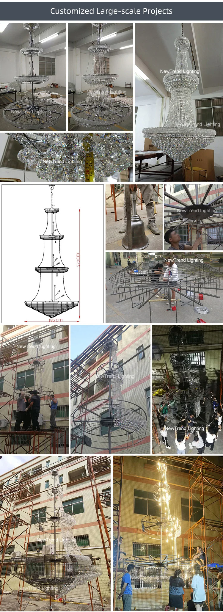 CPL-45 Modern Decoration Lighting Large Luxury Hotel Lobby Custom Crystal Chandelier manufacture