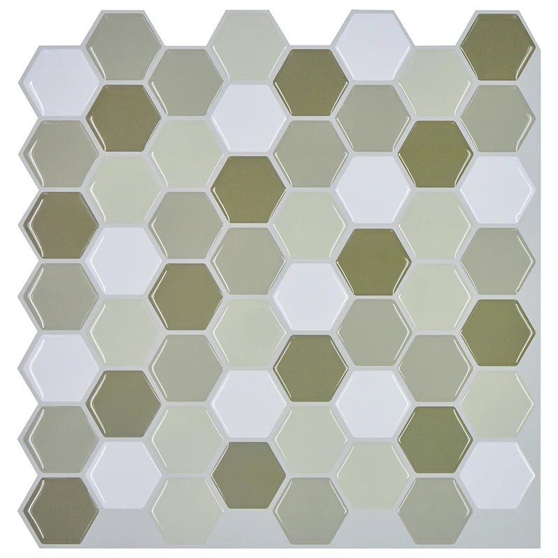 Hexagon Vinyl Sticker Self Adhesive Wallpaper 3D Peel&Stick Kitchen Wall Tiles 