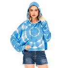 Women Hooded Pullover Wholesale OEM ODM Long Sleeve Tie Dye Color Block O-Neck Cotton Custom Hooded Pullover Women