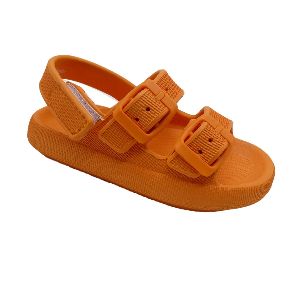 Custom Lightweight Soft Slides Eva Adjustable Double Buckle Flat Sandals Kids Open-Toe Outdoor Casual Sandals