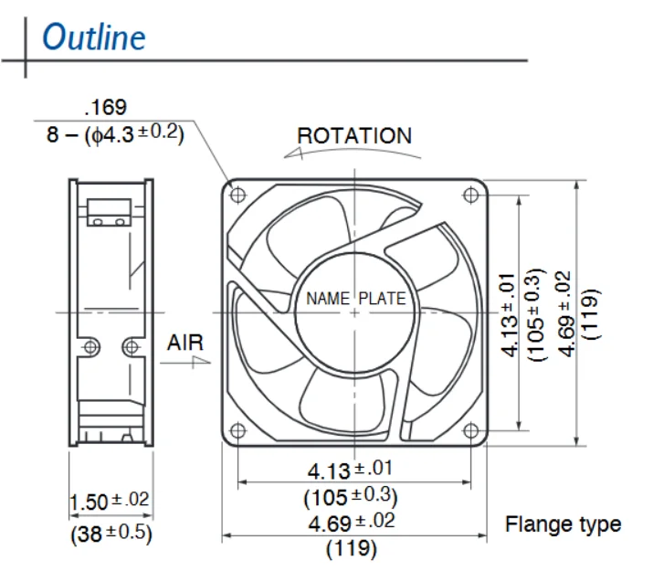 Axial Flow Fan, NMB, 4715MS-20W-B50, 200V, 12038 - detail 8