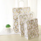 Printed Bags Wholesale Eco-friendly Cheap Price Gift Custom Printed Kraft White Marble Paper Shopping Bags Gold Foil
