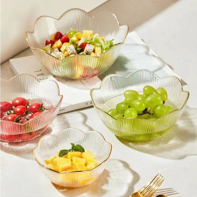 Customized Color Glassware 260ml 2024 Hot Selling Glass Mixing Bowl Round Salad Bowls
