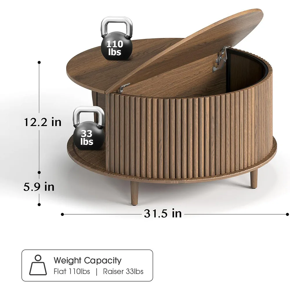 Mid Century Modern Luxury Wood Coffee Table with Sliding Cabinet Door Walnut Small Center Table Living Room Storage Coffee Table manufacture