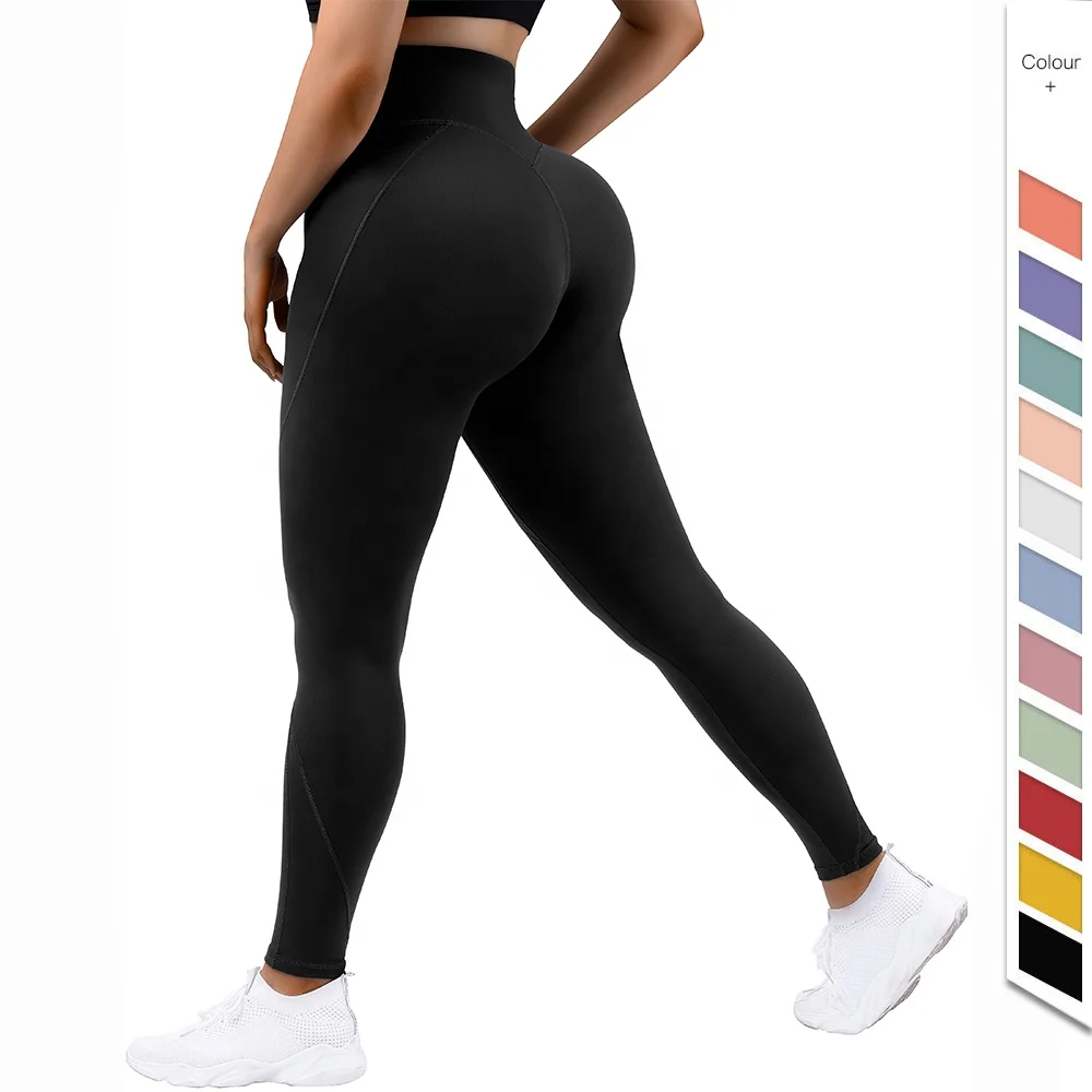 Custom Logo Gym Fitness Yoga Pants Nulux Fabric Split Line Running Sports Tights Women Scrunch Butt Yoga Leggings with Pockets