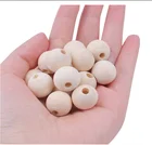 Natural Beads Natural Wooden Ball Unfinished Natural Solid Round Wood Spacer Beads Round Ball