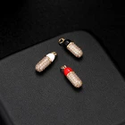 Micro Pave Cute Capsule Medicine Shape Enamel Color Micro Pave Zirconia 14K Gold Plated Chill Pill Charms