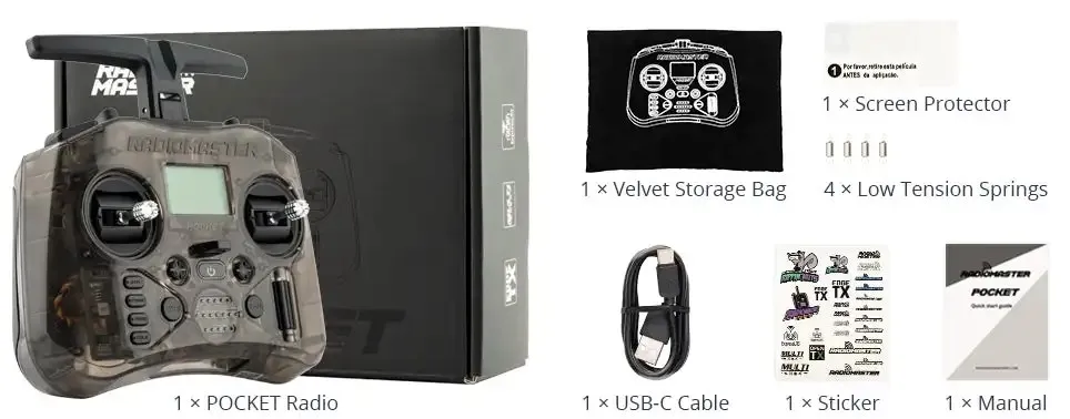 Radiomaster Pocket 2.4GHz CC2500/ELRS Portable Small Size Foldable Antenna Remote Control for Fpv Drone Racing Car 15