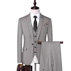 Coat Slim Men 2021 Stylish New Desgin 3 Piece Top Brand Coat Pant Slim Men Italian Official Charcoal Grey Suit