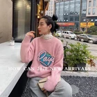 Knit Pattern China Supplier Hot Sale Casual Girl Knit Sweater Custom Letters Machine Embroidered Pattern Sweater