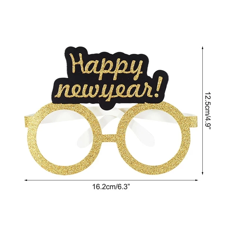 BESTOYARD 10-Pack Happy New Year Eyeglasses Año Gafas de Fiesta Fancy Decorative Eyeglasses Glitter Frame Prop para 2019 Nochevieja Decoración del Partido 