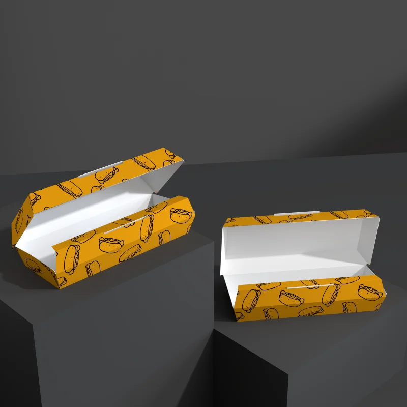 product disposal custom printed hot dog box fast food container package takeaway kraft paper boxes for snack burger sandwich-3