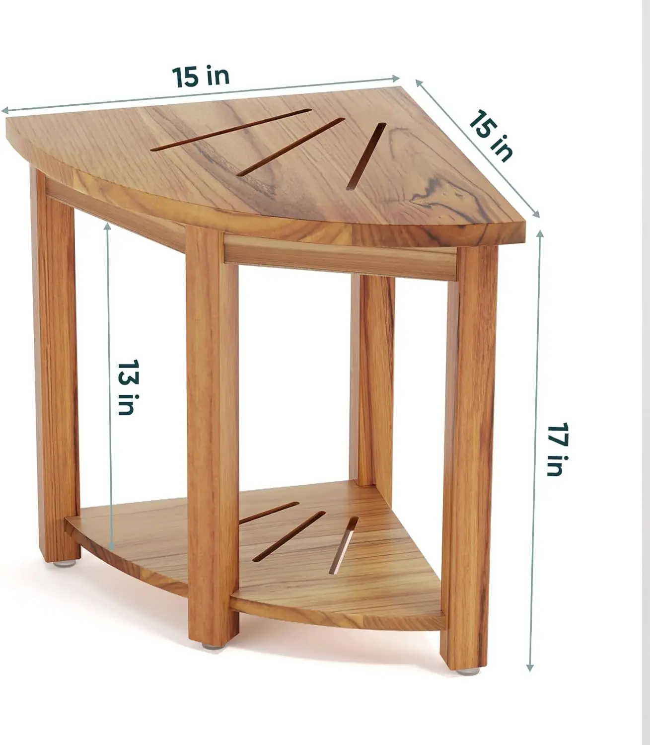 product waterproof teak shower bench with storage shelf corner wood shower stool for inside shower for shaving legs-3