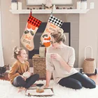 Christmas Wholesale Hot Sale Vintage Plaid Santa Burlap Christmas Stockings 18 Inch