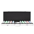 Case Poker 500 Pieces Casino Chips 2 Playing Cards 5 Dice Aluminium Case Metal Slug ABS Poker Chips