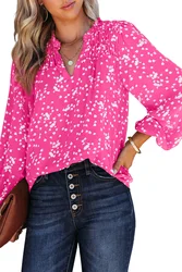 Dear-Lover Hot Trendy Hot Pink Blouse Women Tops Fall Print Shirt Summer Blouses For Women 2023