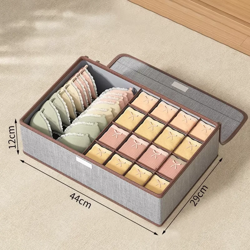 Modern Simple Eco-Friendly Fabric Storage Box for Underwear Foldable Rectangle Tableware Factory Wholesale Small Lattice factory