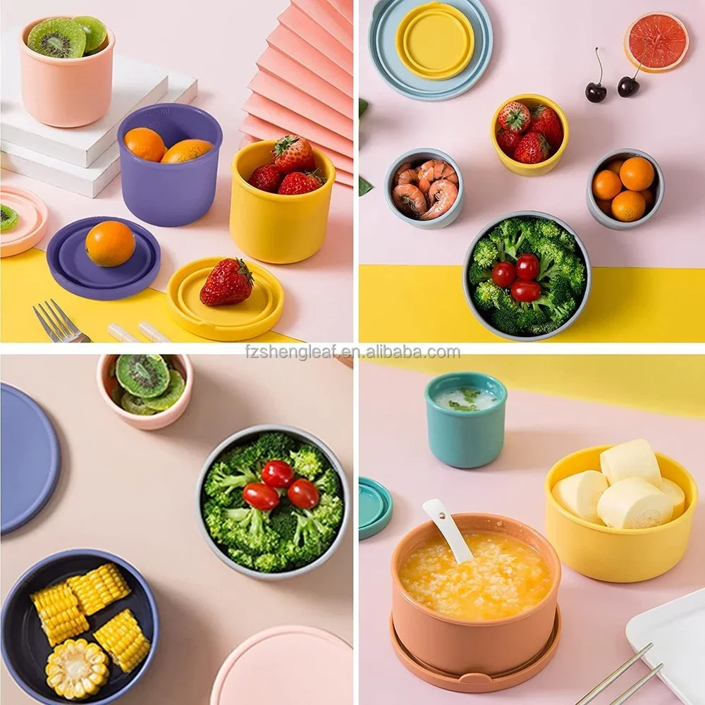 product cute kid childrens insulated portable heated bento silicone food container school lunch box set for kids and adults-2
