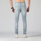 Denim Wholesale Custom Logo Slim Fit Trousers Casual Skinny Denim Pants Fashion Washed Ripped Men's Jeans