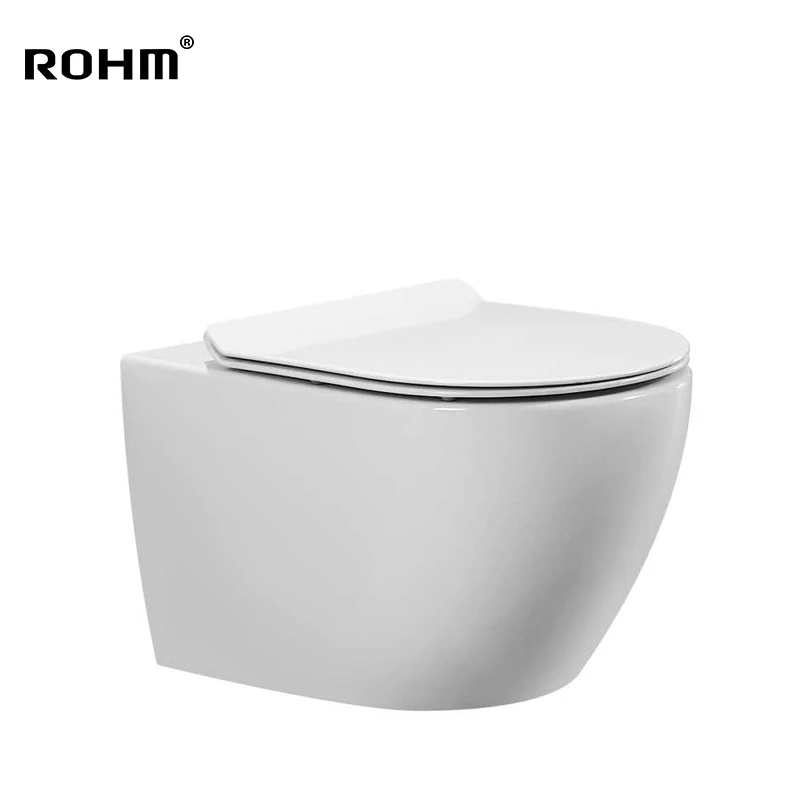 RB-8002 High quality wall-hung toilet ceramic sanitary ware modern design rimless bathroom toilet manufacture
