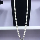 Fresh Water Necklace 8mm Round 3A Grade Jewelry Fresh Water Genuine Sliver Clasp Long White Pearl Necklace