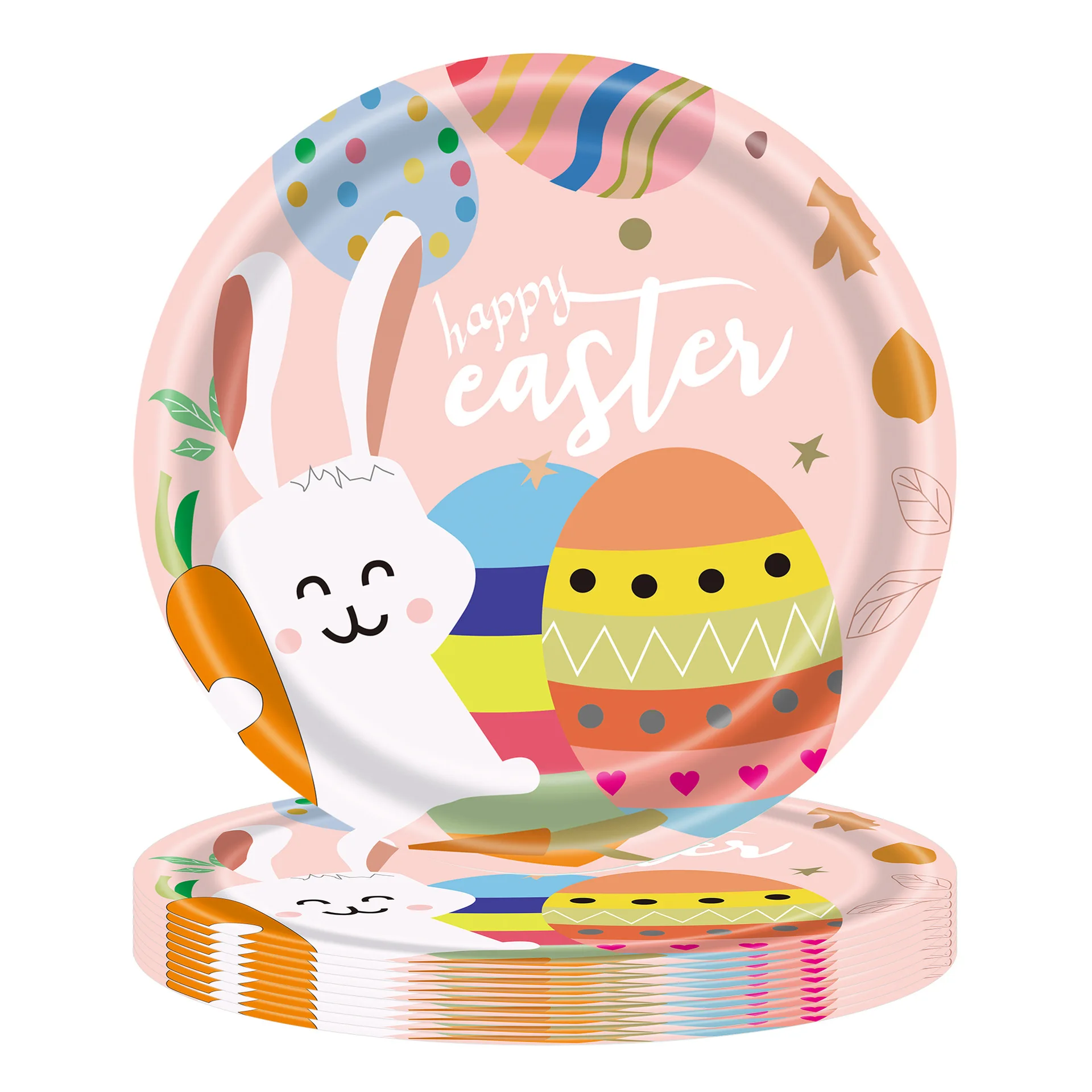 Custom Rabbit Print Disposable Paper Plates and Cups Set Easter Party Decoration for Birthday Tableware & Table Decorations