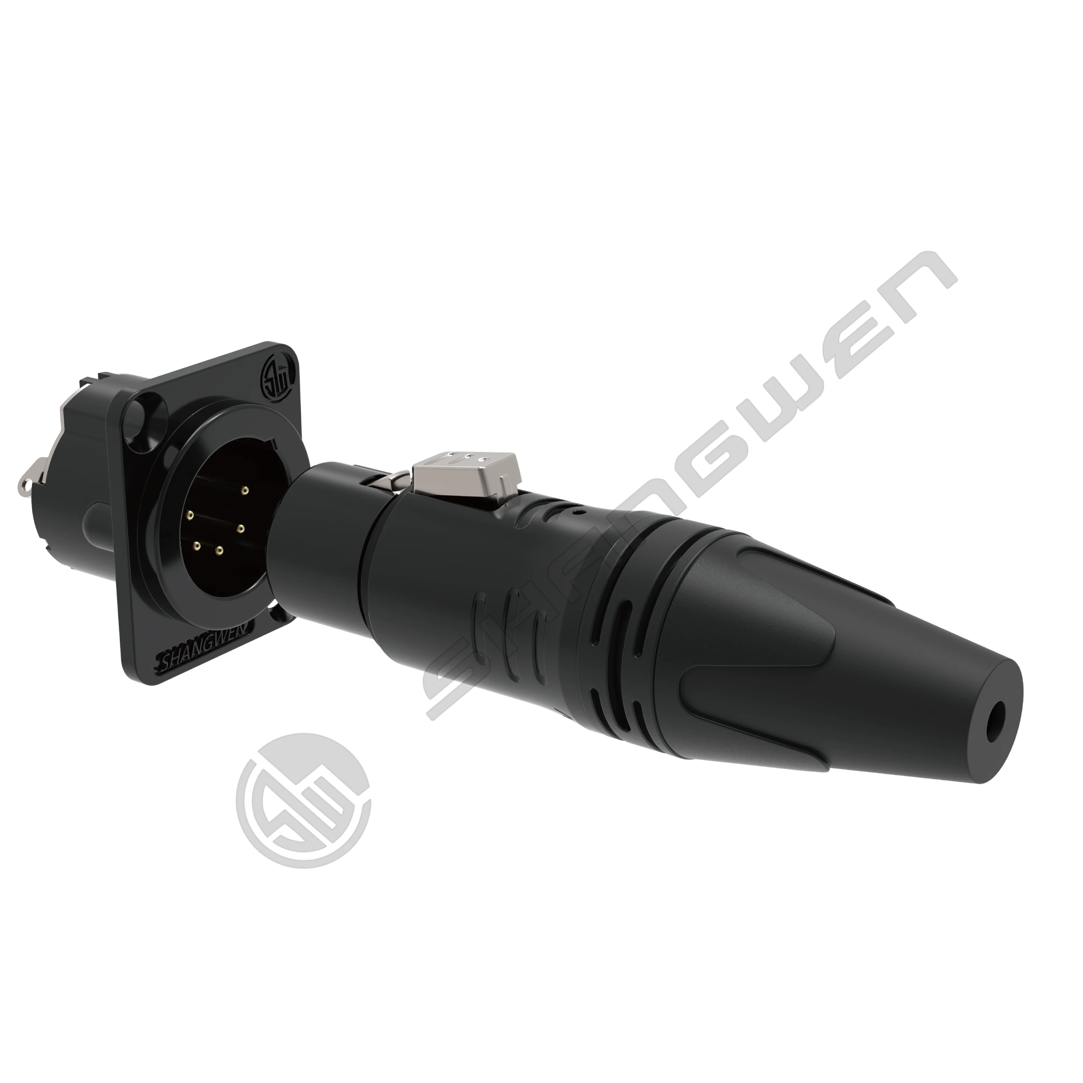 D-Type Black Shape 5 Pin XLR Male Audio Socket Indoor Microphone Audio Jack Adapter Pack 5 Metal Panel Mount