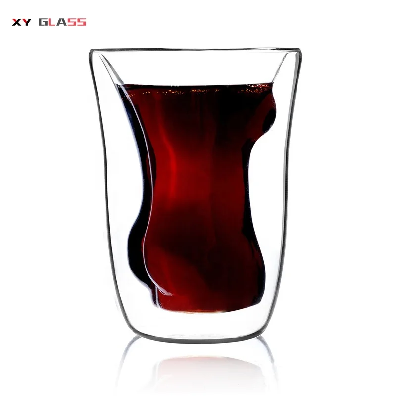 Sexy Lady Men Durable Double Wall Whiskey Glasses Wine Shot Glass White Sexy Lady Men 2330