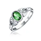 Triquetra Celtic Knot Ring Green Emerald Sapphire Sterling