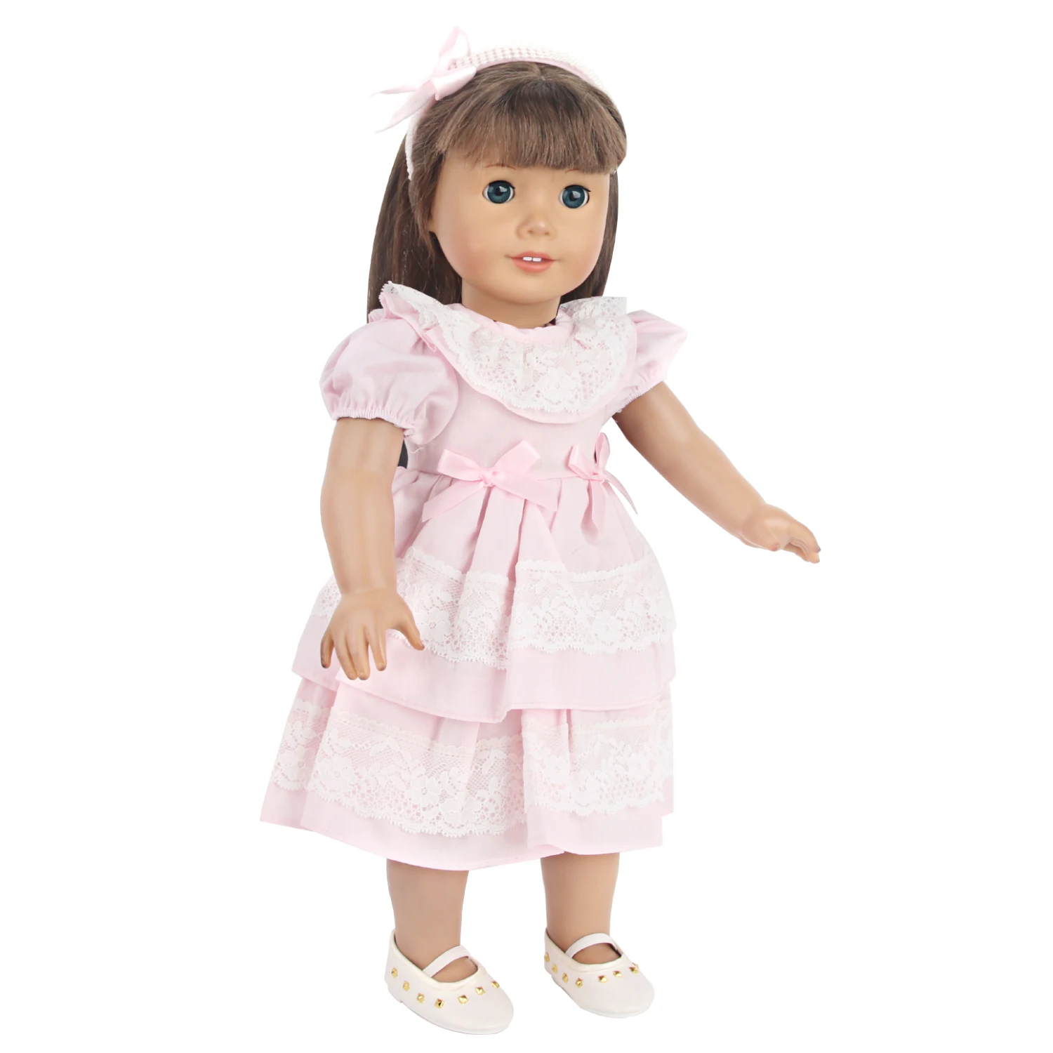 Hot Selling Doll Clothing Doll Pink Dress Clothes for 18 Inch American Doll Girl