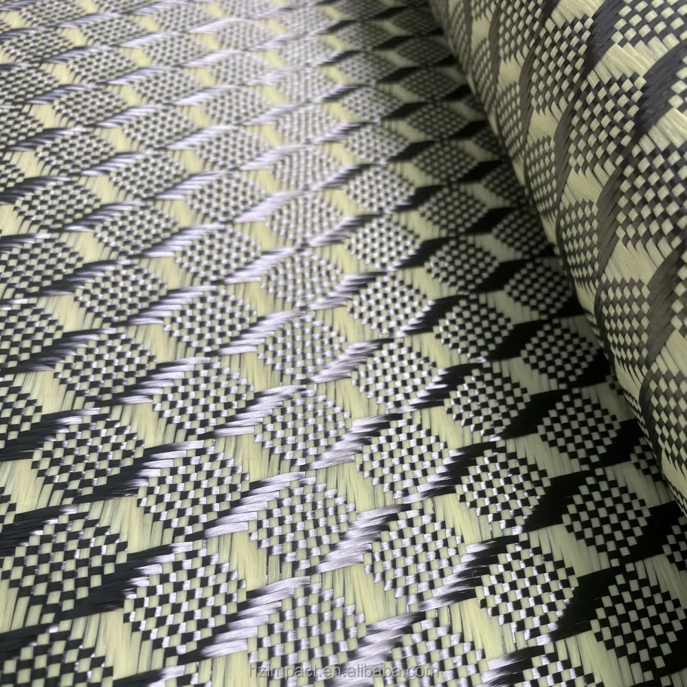 Original Factory 3k 240gsm Aramid Plaid Yellow Jacquard Carbon Fibre Cloth Original Factory 3k 240gsm Aramid Plaid Yellow Jacquard Carbon Fibre Cloth
