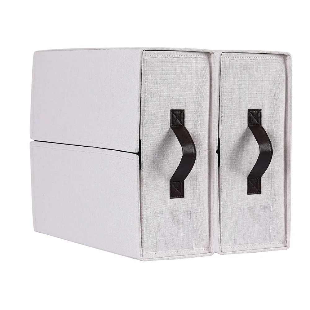 Foldable Linen Fabric 2-Pack Bedding Sheet Storage Boxes Organizer Container for Bed Sheets Duvet Covers